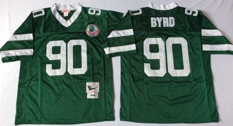 Jets 90 Dennis Byrd Green M&N Throwback Jersey